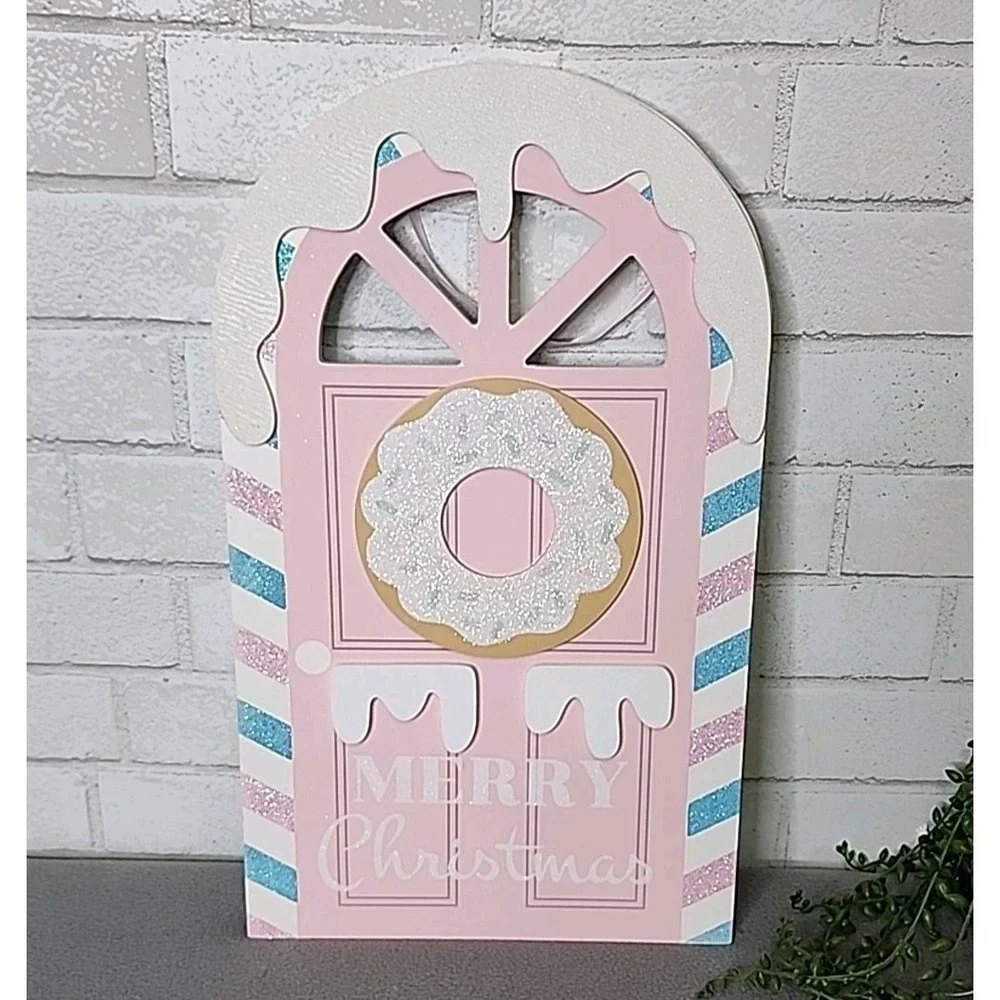 Pink Mrs Claus Bakery Donut Door Plaque Sign Merry Christmas Gingerbread 18